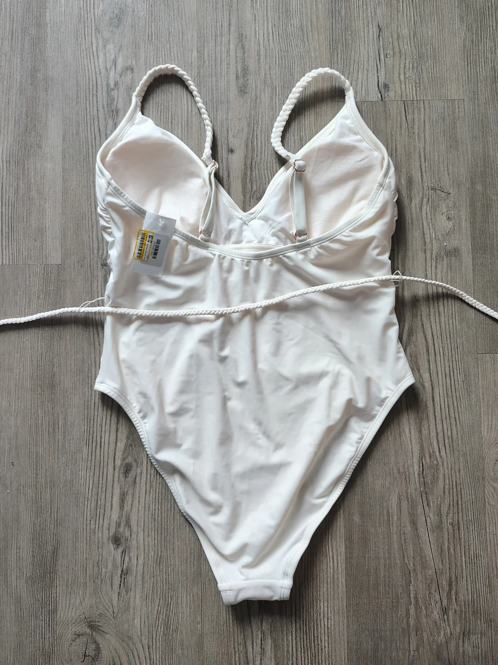 Shade & Shore Braided One Piece Swimsuit Built-In Bra High Leg Belted Size L NWT